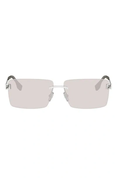 Fendi Sky Rimless Rectangular Sunglasses In White