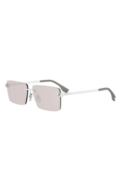 Fendi Sky Rimless Rectangular Sunglasses In White