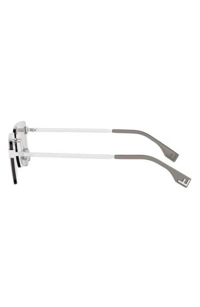 Fendi Sky Rimless Rectangular Sunglasses In White