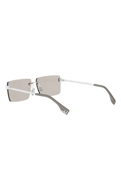 Fendi Sky Rimless Rectangular Sunglasses In White
