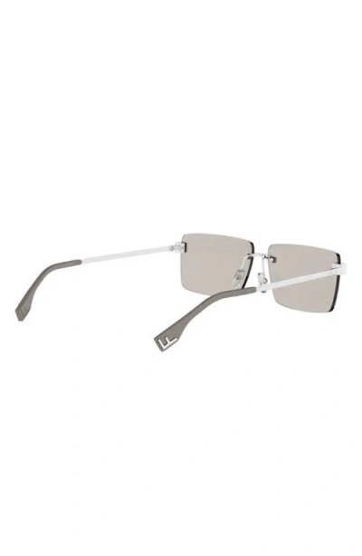 Fendi Sky Rimless Rectangular Sunglasses In White