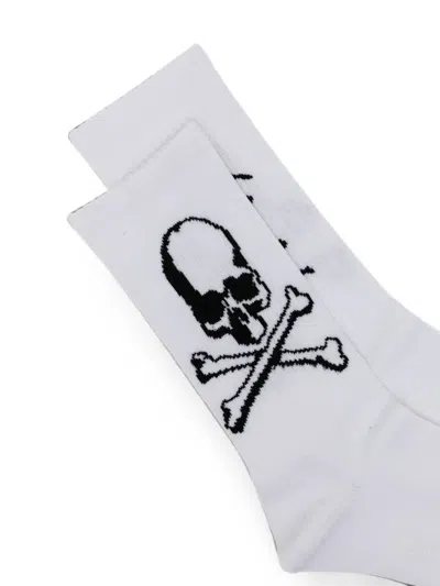 Mastermind Japan Skull-logo Socks In White