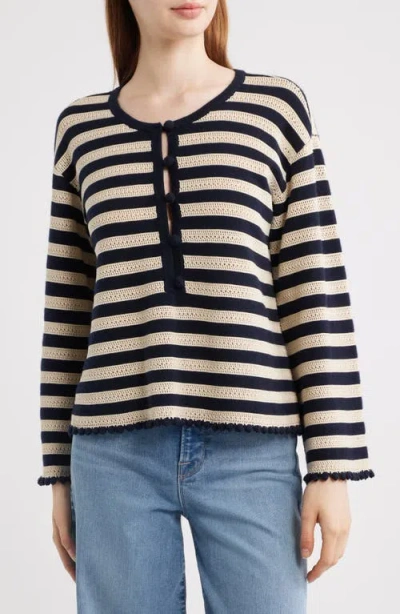Frame The Easy Captain Stripe Sweater In Multi