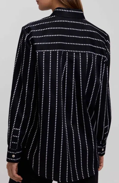 Foxcroft Dot Stripe Boyfriend Button-up Shirt In Multi