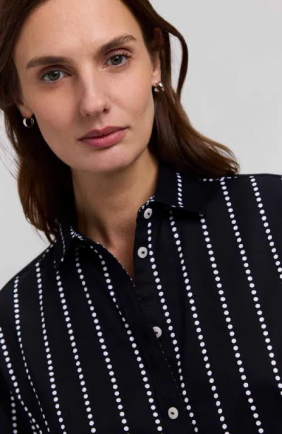 Foxcroft Dot Stripe Boyfriend Button-up Shirt In Multi