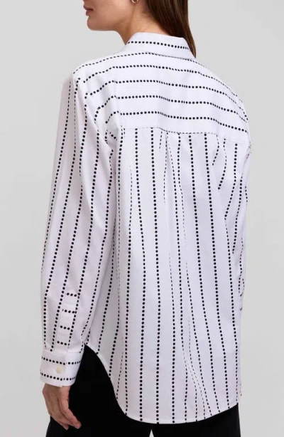 Foxcroft Dot Stripe Boyfriend Button-up Shirt In Multi
