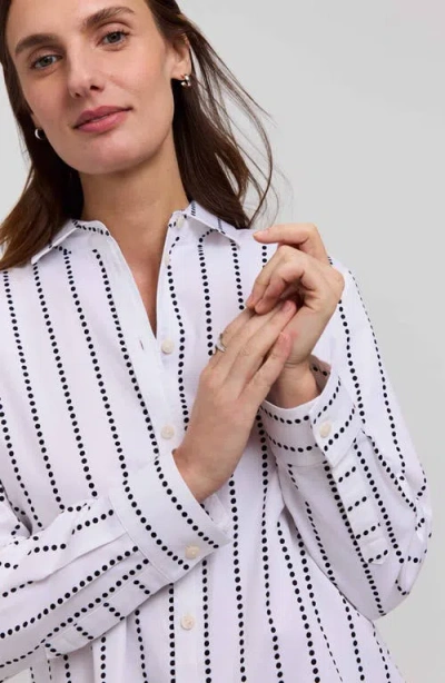 Foxcroft Dot Stripe Boyfriend Button-up Shirt In Multi