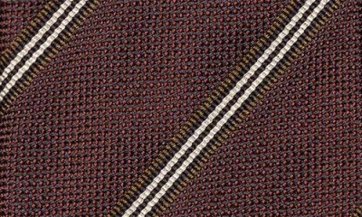 Eton Stripe Silk Tie In Brown