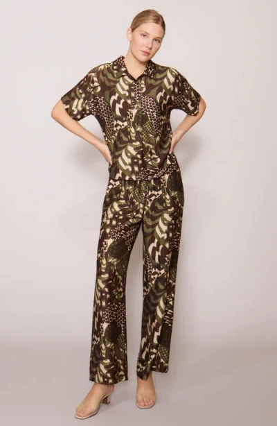 Melloday Easy Woven Pullover Shirt In Multi