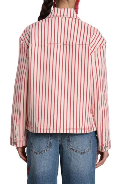 Avec Les Filles Short Stripe Chore Jacket In Multi