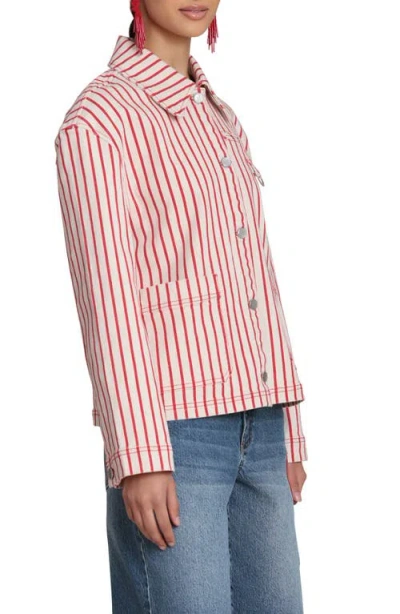 Avec Les Filles Short Stripe Chore Jacket In Multi