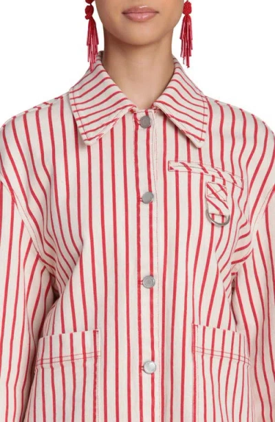 Avec Les Filles Short Stripe Chore Jacket In Multi
