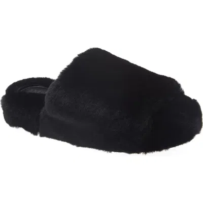 Apparis Dillon Faux Fur Slipper In Black