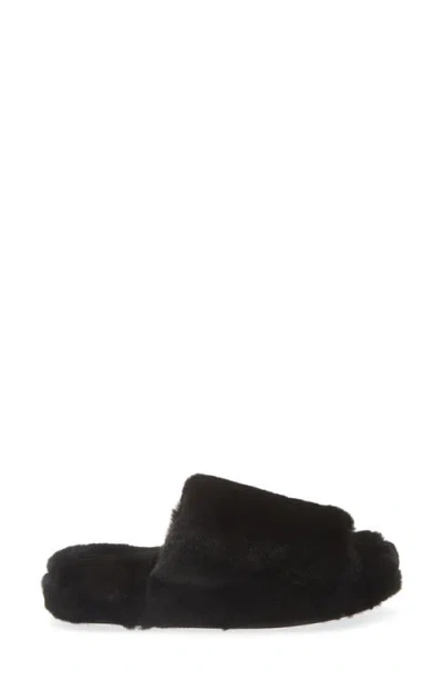 Apparis Dillon Faux Fur Slipper In Black