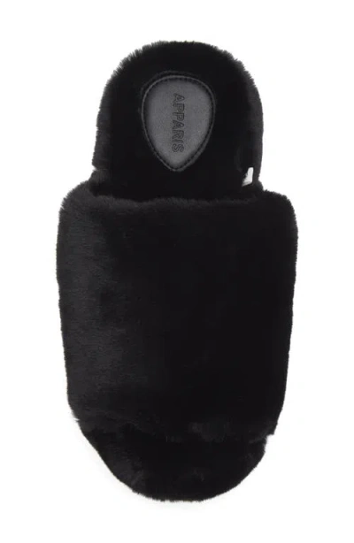 Apparis Dillon Faux Fur Slipper In Black
