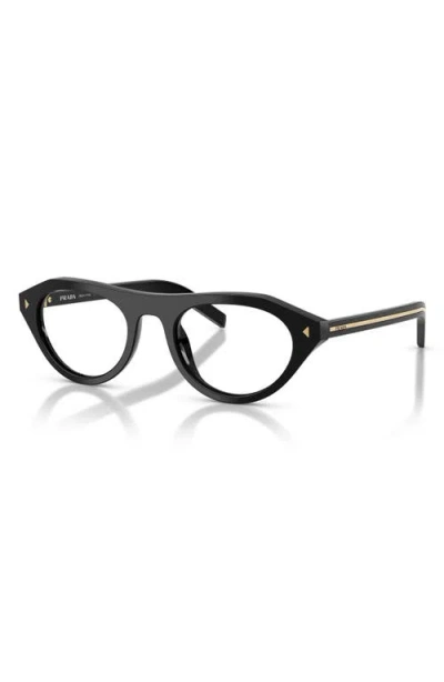 Prada 51mm Irregular Blue Light Blocking Glasses In Black
