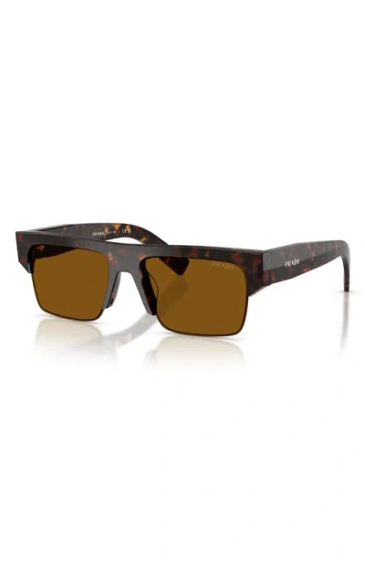 Prada 55mm Rectangular Sunglasses In Brown