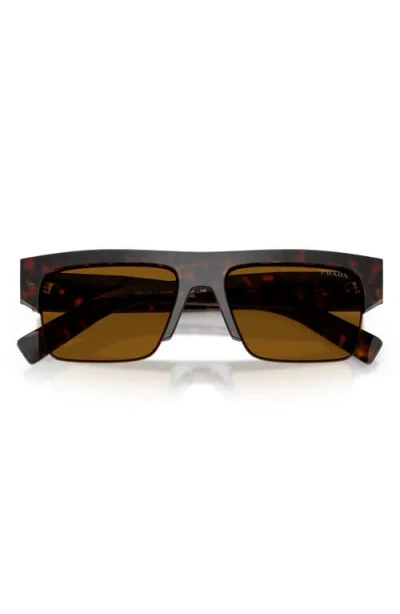 Prada 55mm Rectangular Sunglasses In Brown