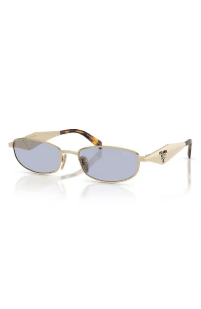 Prada Rectangular Gold-tone Metal Frame Sunglasses With Tortoiseshell Temples In Multi