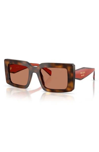 Prada 52mm Rectangular Sunglasses In Brown