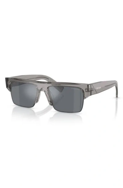 Prada 55mm Rectangular Sunglasses In Gray