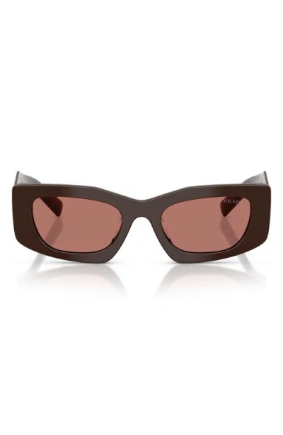 Prada 51mm Rectangular Sunglasses In Brown