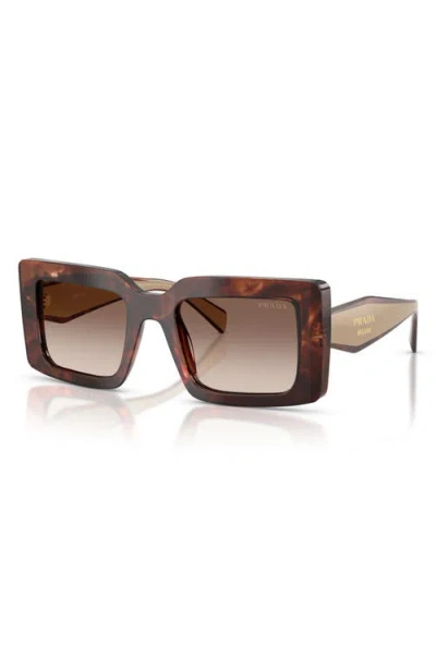 Prada 52mm Rectangular Sunglasses In Brown