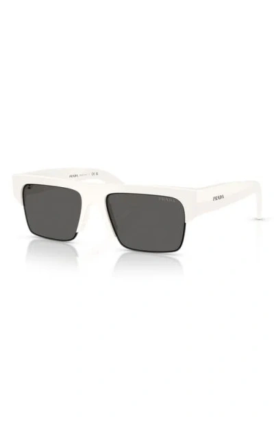 Prada 55mm Rectangular Sunglasses In Neutral