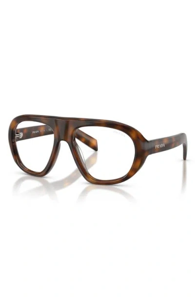 Prada 56mm Irregular Blue Light Blocking Glasses In Gold