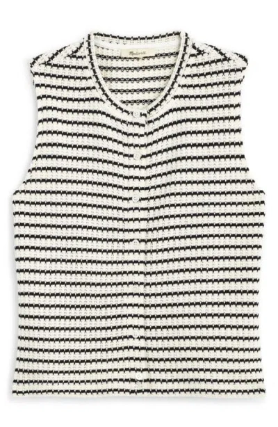 Madewell Textured Knit Button Front Shell Top In Multi