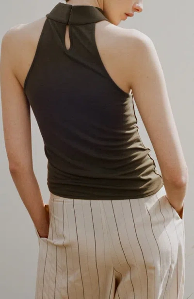 Mango Asymmetric Ruched Top In Green