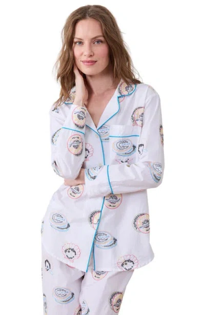 Printfresh Cotton Poplin Pajamas In White