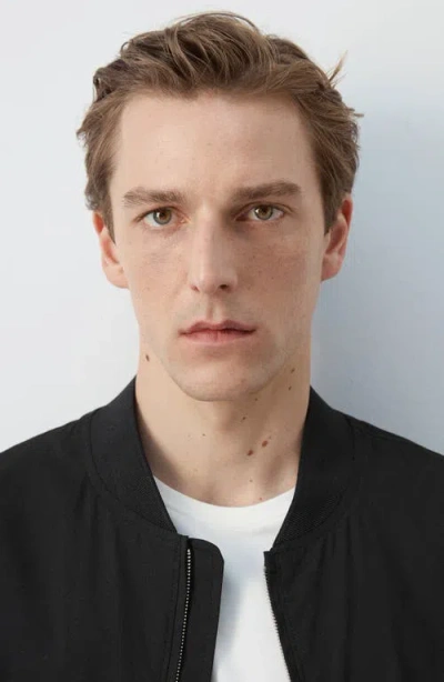 Mango Bomber Jacket In Black