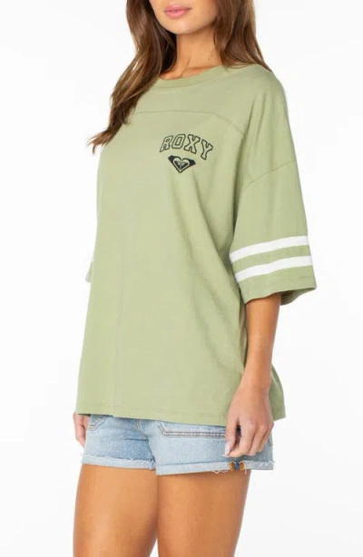Roxy Game Day Graphic Oversized T-shirt In Green