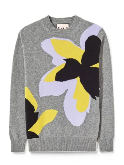 Plan C Intarsia-knit Sweater In Gray