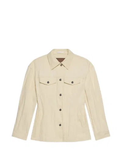 Helmut Lang Metallic Crushable Crinkle Denim Jacket In Neutral