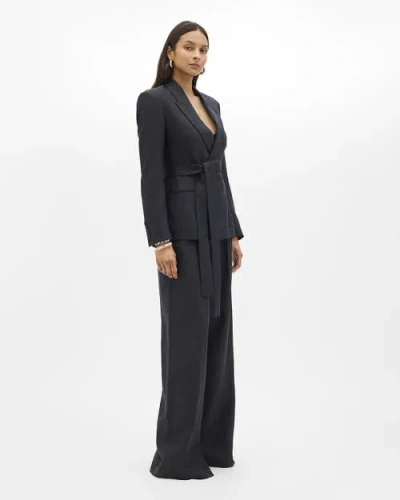 Another Tomorrow Double Breasted Fitted Jacket In Black