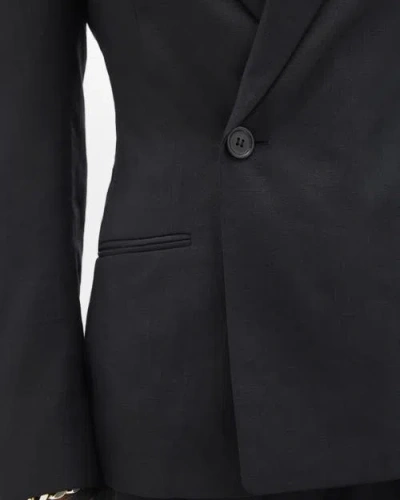 Another Tomorrow Double Breasted Fitted Jacket In Black