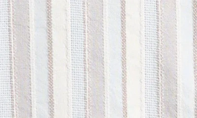 Solid ! Umber Stripe Short Sleeve Linen Blend Button-up Shirt In Multi