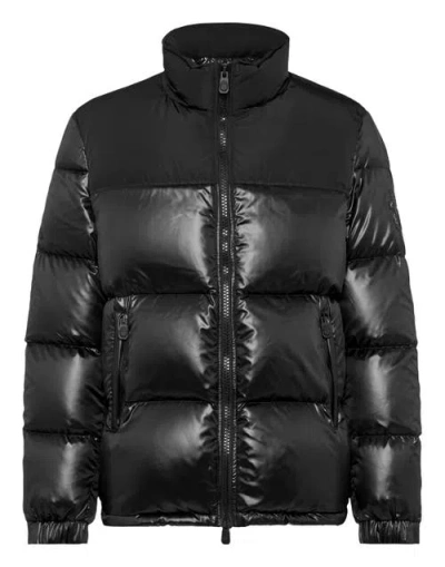 Billionaire Nylon Down Jacket Bicolor Crest Men In Black