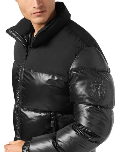 Billionaire Nylon Down Jacket Bicolor Crest Men In Black