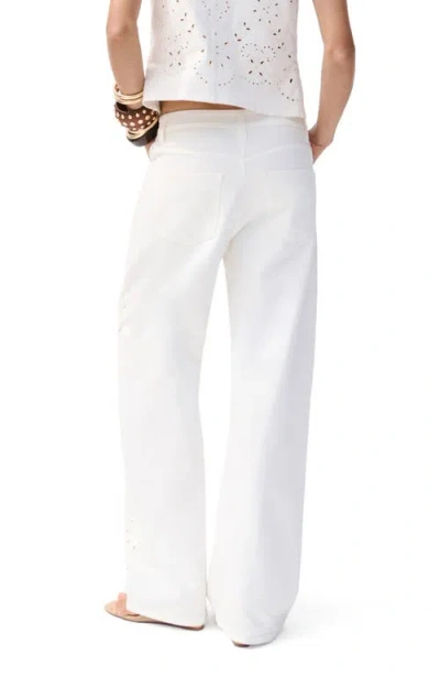 Mango Openwork Embroidered Balloon Jeans In White