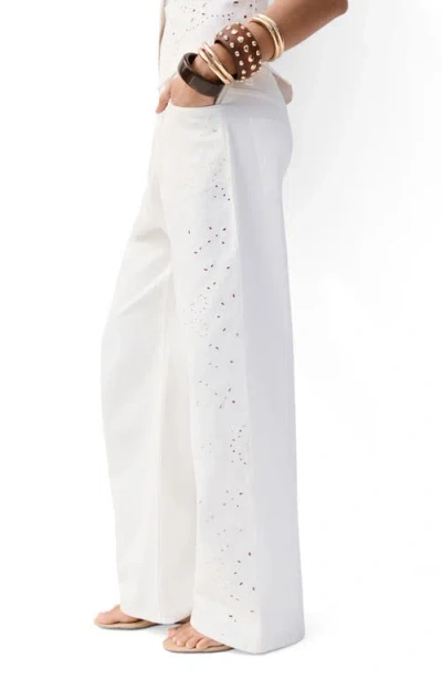 Mango Openwork Embroidered Balloon Jeans In White