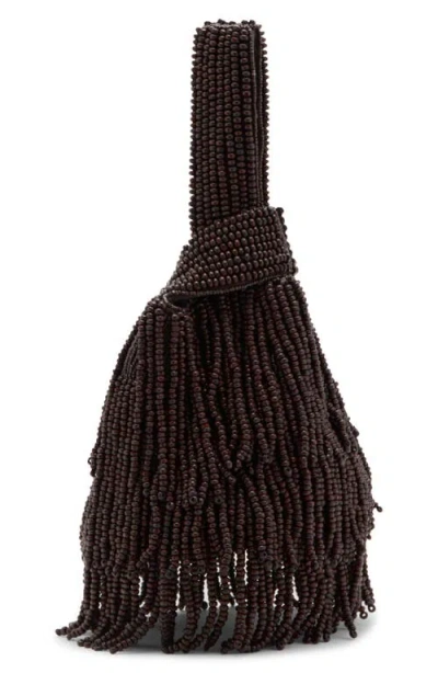 Mango Beaded Handbag In Brown