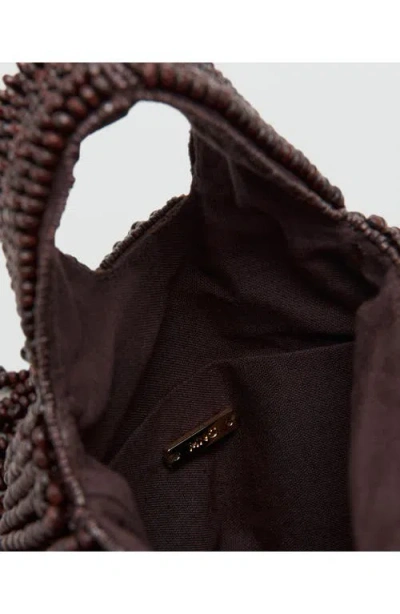 Mango Beaded Handbag In Brown
