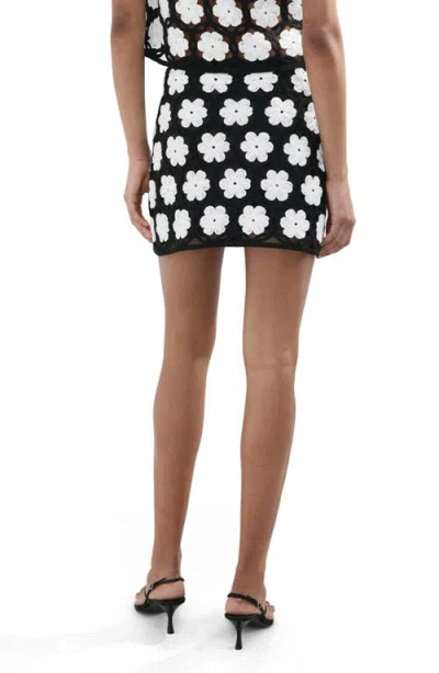 Mango Crochet Floral Mini-skirt In Black
