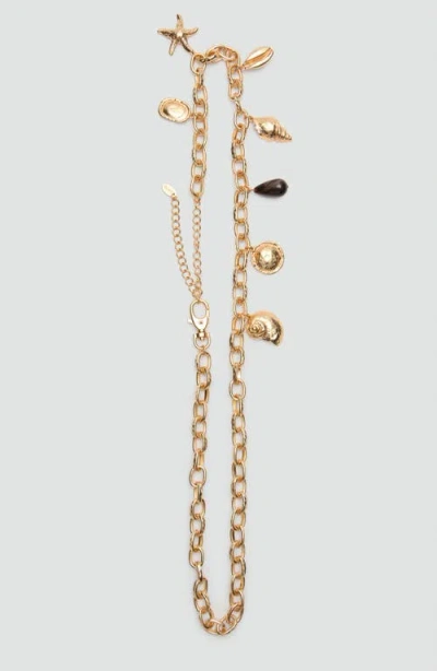 Mango Beaded Chain Belt In Gold