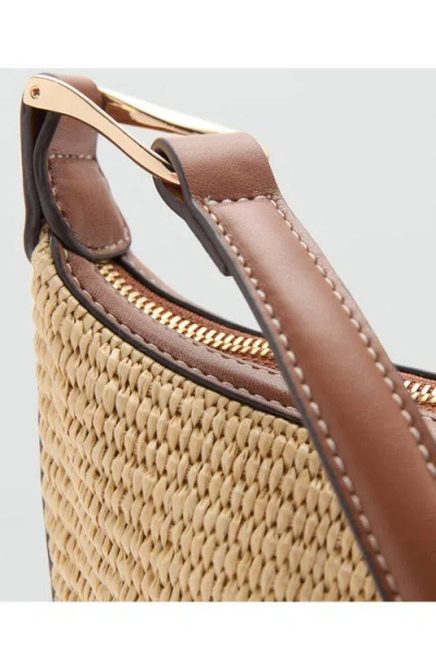 Mango Textured Shoulder Bag In Brown