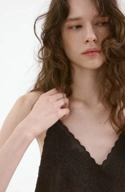 Mango Lace Camisole In Brown