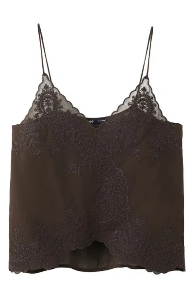 Mango Lace Camisole In Brown